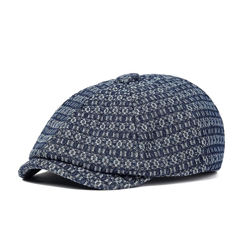 Bavlněný baret Pánská malířská čepice Newsboy čepice Klobouk Rybí kost Osmihranný klobouk