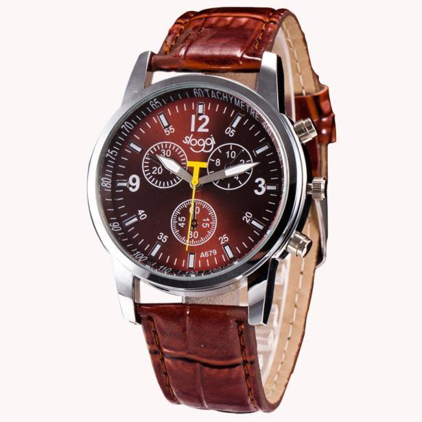 Stilig herreklokke analog herreklokke i skinn