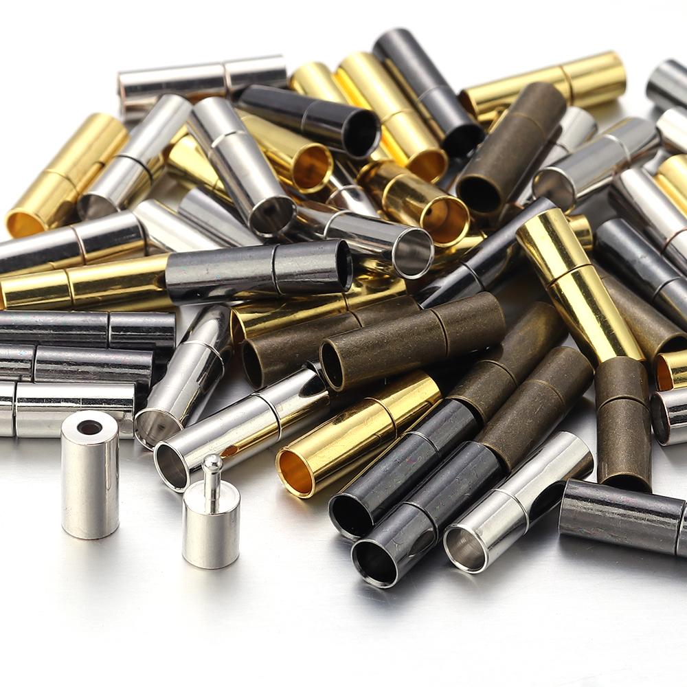 10pcs/lot 2-8mm Copper End Clasps End Caps For Jewelry Making DIY  Round Leather Cord Bracelet Necklace Connector Accessories