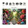 2D Magic Wonderland Backdrop Black White Checkered Path Party Photo Banner