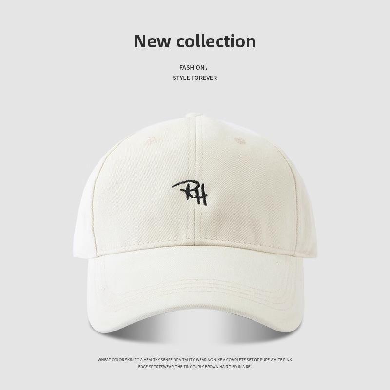 Korean Style RH Letter Embroidery Baseball Cap Simple Versatile Large Head Size Face Slimming Street Fashion Hip Hop Cap