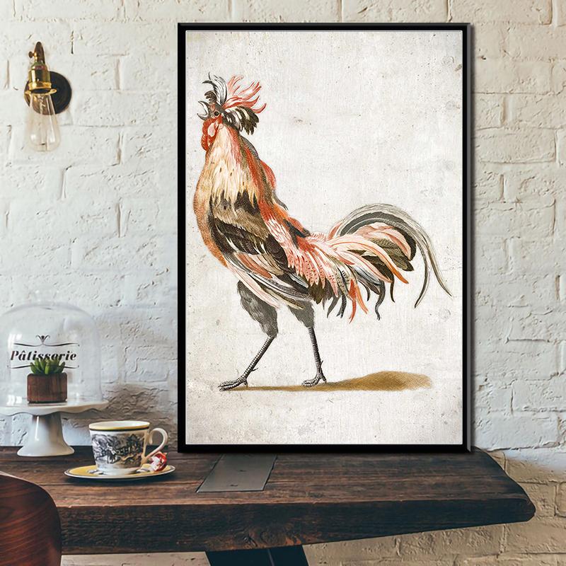 Rustic Farmhouse Roosters Vintage Poster Farm Chicken Wall Art Picture Canvas Print Kitchen Room Home Decoration Painting Cuadro