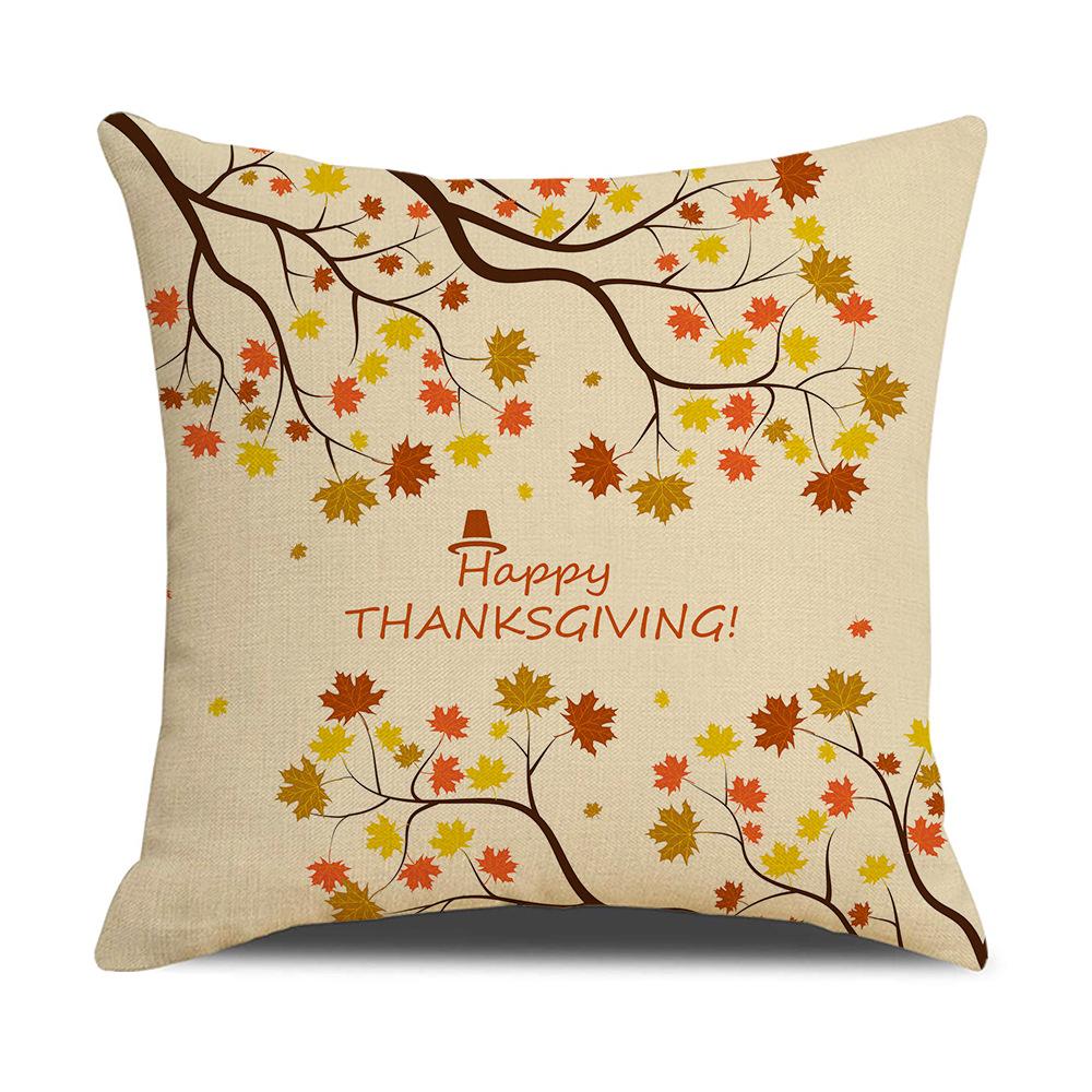 Yellow Thanksgiving Cushion Home Cartoon Turkey Sofa Cushion Linen Office Cushion Cover Home