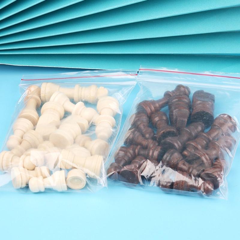 32 Stück Holz Internationale Schachfiguren Handgeschnitzt Schachspiel Bauern Figuren Schachbrett Zubehör Langlebig