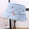 Stylish Jeans Flower Pattern Bucket Hat Extended Edge Shade Guard Unisex Warm Season Shore Hat for Various Occasion