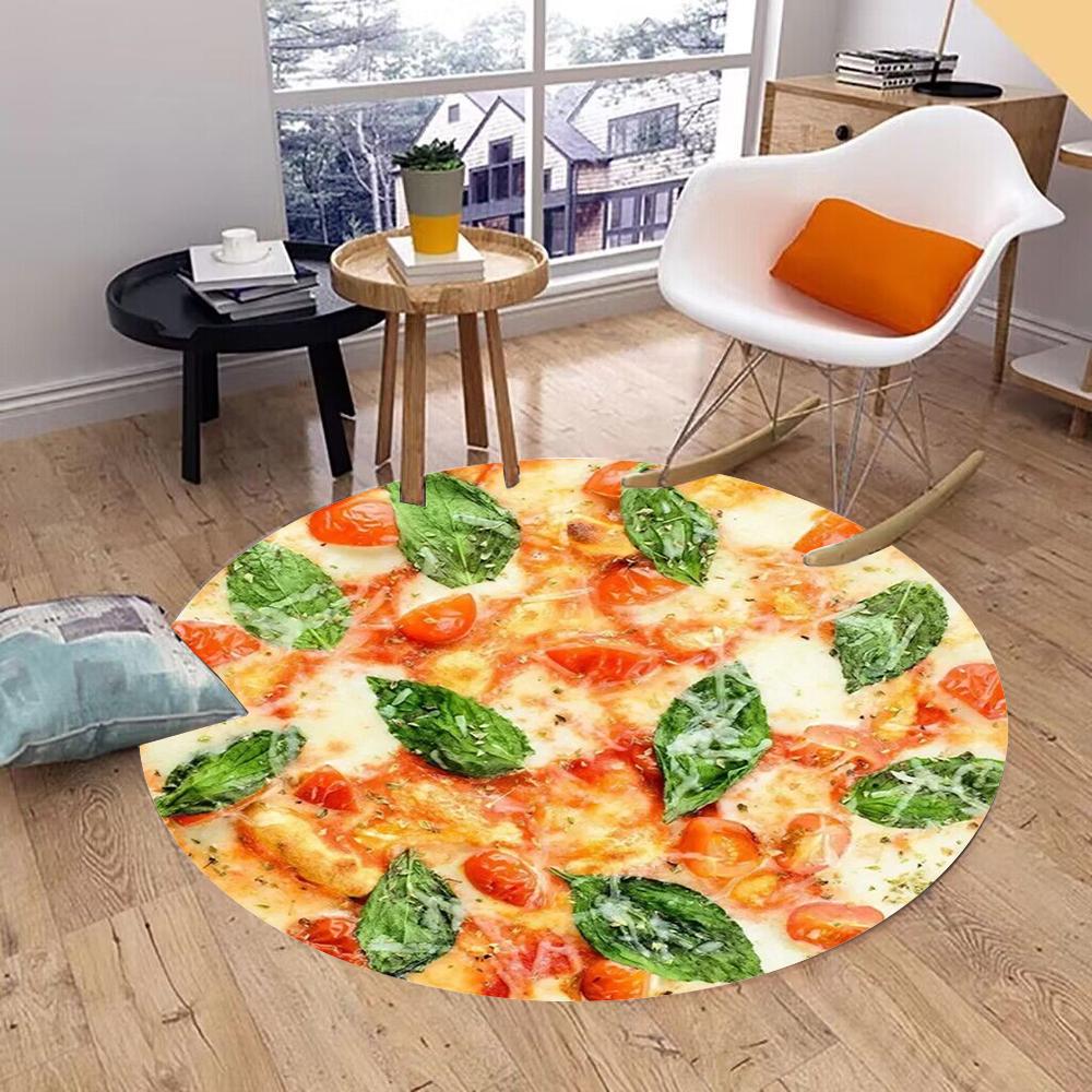 Pizza Fruit Egg Pattern Carpet Circular Anti Slip Home Cushion Large Indoor and Outdoor Floor Mat Welcome Door Mat