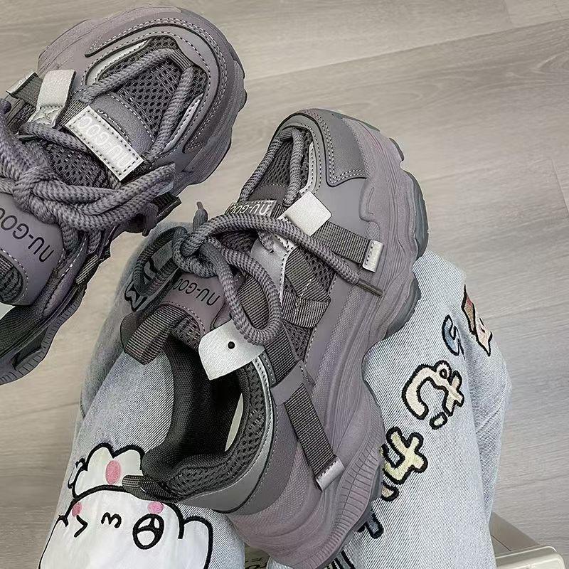 

Папины кроссовки для женщин, на толстой подошве и увеличивающие рост, трендовая женская обувь в корейском стиле, весна-осень 2025, универсальные анти 40 фиолетовый