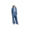 Adidas Originals X Farm Rio Collaboration SS24 Comfortable Fashionable Versatile Zip Design Long Sleeve Denim Jacket Women Jackets Blue IW0793