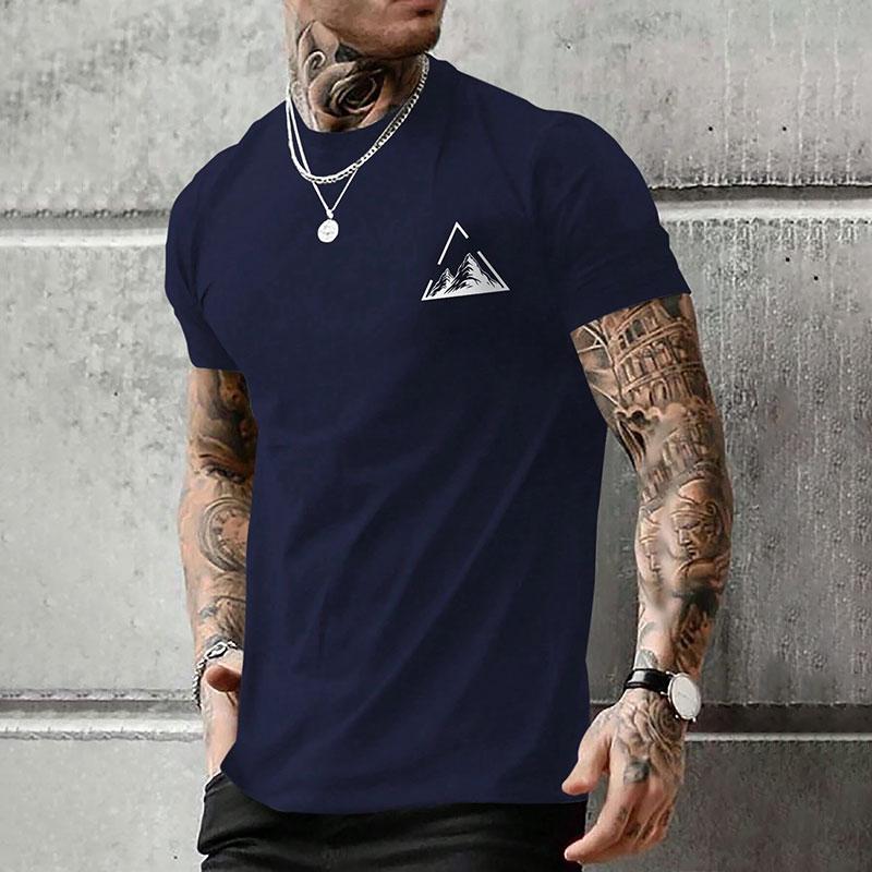 New Men's Fashion Short Sleeve Top Summer Comfortable Snow Mountain Logo Printed Green Short Sleeve T Shirt Outdoor Sportswear
