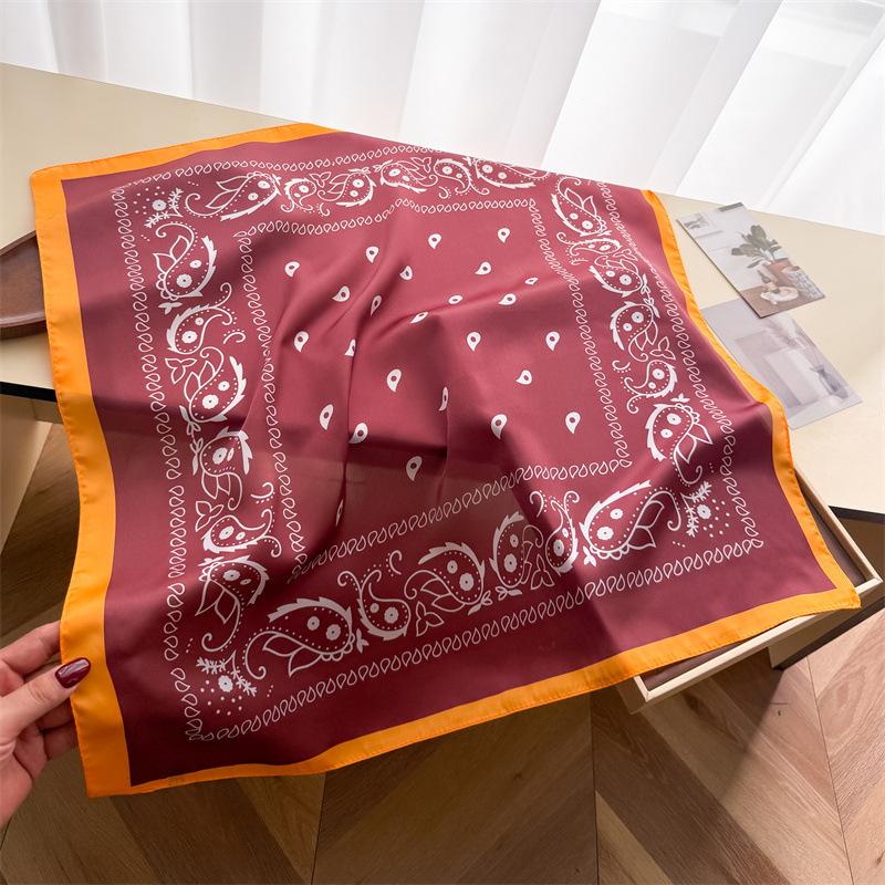 Ethnic style cashew nut simulation silk printing silk scarf small square scarf high-end shawl sunscreen neck scarf headscarf scarf