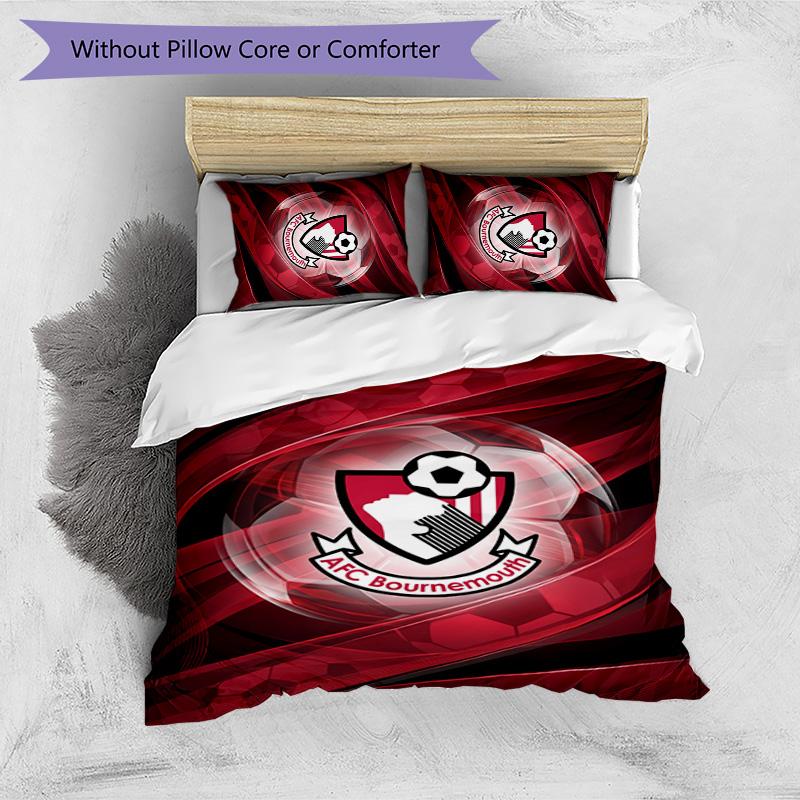 Set Lenzuola Stampato Calcio Bournemouth 3 Pezzi, Comodo Set Copripiumino per Camera da Letto Amico della Pelle