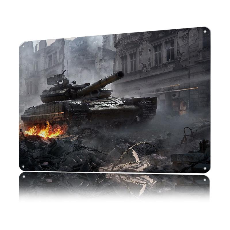 T Main Battle Tank Printed Poster Customized Wall Art Retro Vintage Metal Tin Signs for Gaming Decoration Room Desk Decor Home