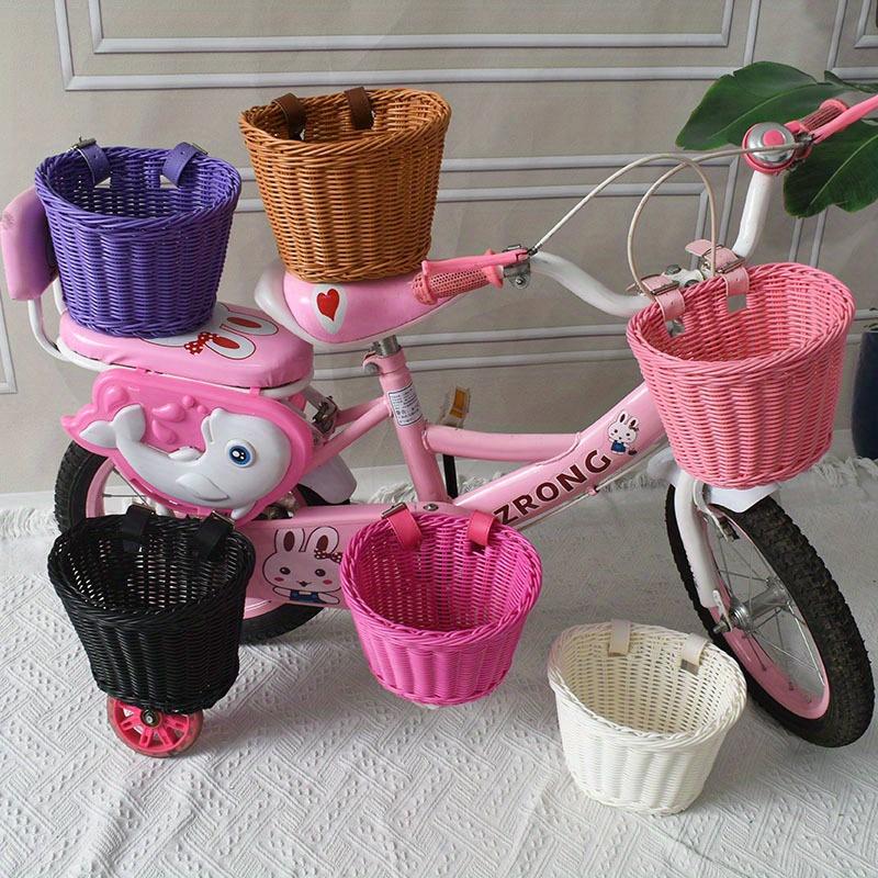1pc Bicycle Front Basket Hand Knitting Bike Basket Plastic Rattan Bicycle Basket Bike Accessories  Multi-color Optional