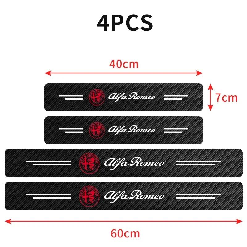 

For Alfa Romeo 4Pcs Car accessories Door Sill Scuff Plate Decor Carbon Fiber Stickers For Alfa Romeo serpent Giulia 159 156 MITO