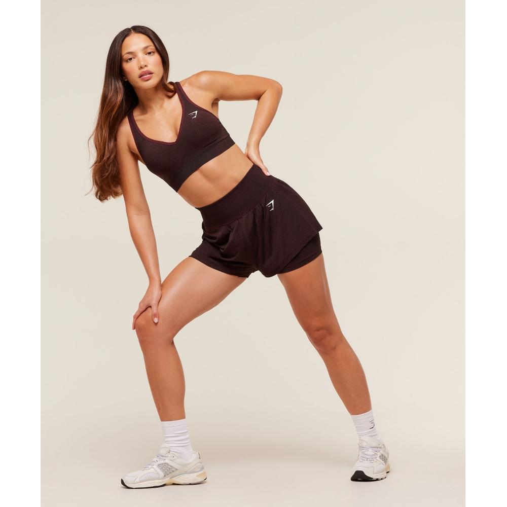 Gymshark Vital V Neck Sports Bra Rich Maroon Marl B3a4k Nc65