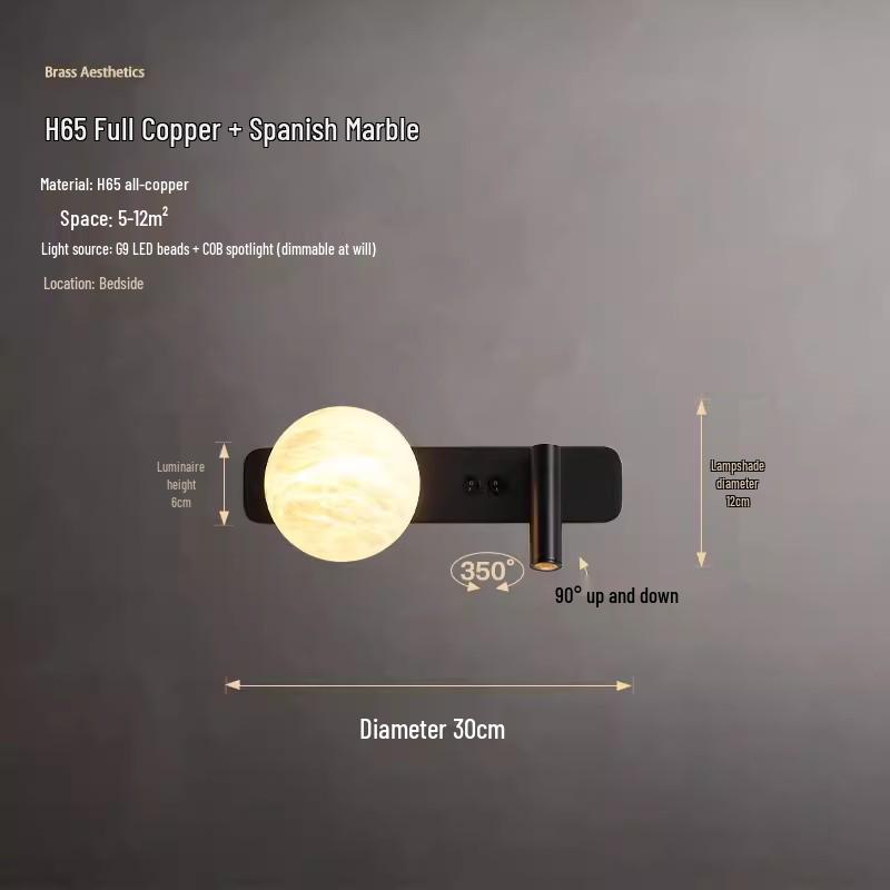 Nordic Minimalist Marble Wall Lamp for Living Room, Bedroom, or Hotel