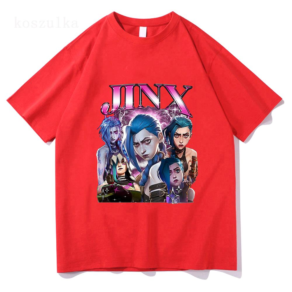 Arcane 2 T Shirts Fashion Women Harajuku Aesthetic Retro Anime Vi Jinx Tshirt Unisex High Quality Cartoon Cotton Tee Shirt Tops