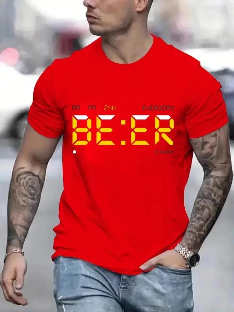 It Is Beer Time T Shirt for Men Vintage T-Shirt O- Neck Classic Man Clothes Oversize Tops Fashion Harajuku Mens Summer Clothing