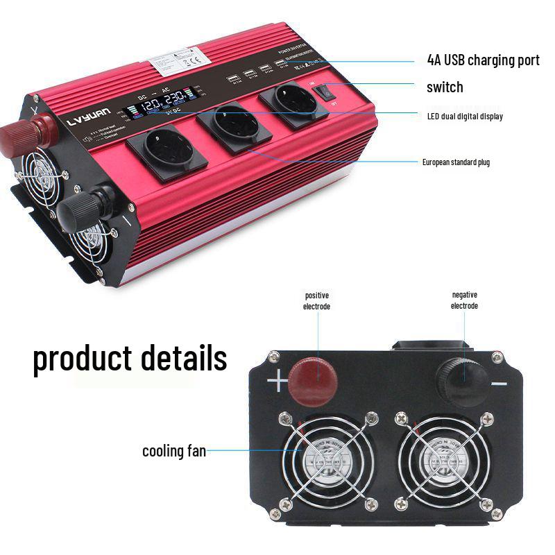 Lvyuan 12V/24V To 220V Modified Sine Wave Car Inverter, 500W-4000W Power Strip Style