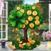 1pc 2D Acrylic Lucky Clover with Money Tree Decoration | Suitable for Bathroom, Bedroom, and Outdoor Spaces, Wall Hanging Decoration 