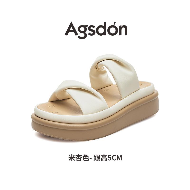 Augustine platform slippers women's summer wear 2025 new white sandals with skirts French beach sandals