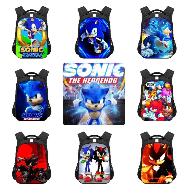 New Sonic Children's Backpack For Boys And Girls Cartoon Trendy School Bag Medium Size 20-35l Capacity
