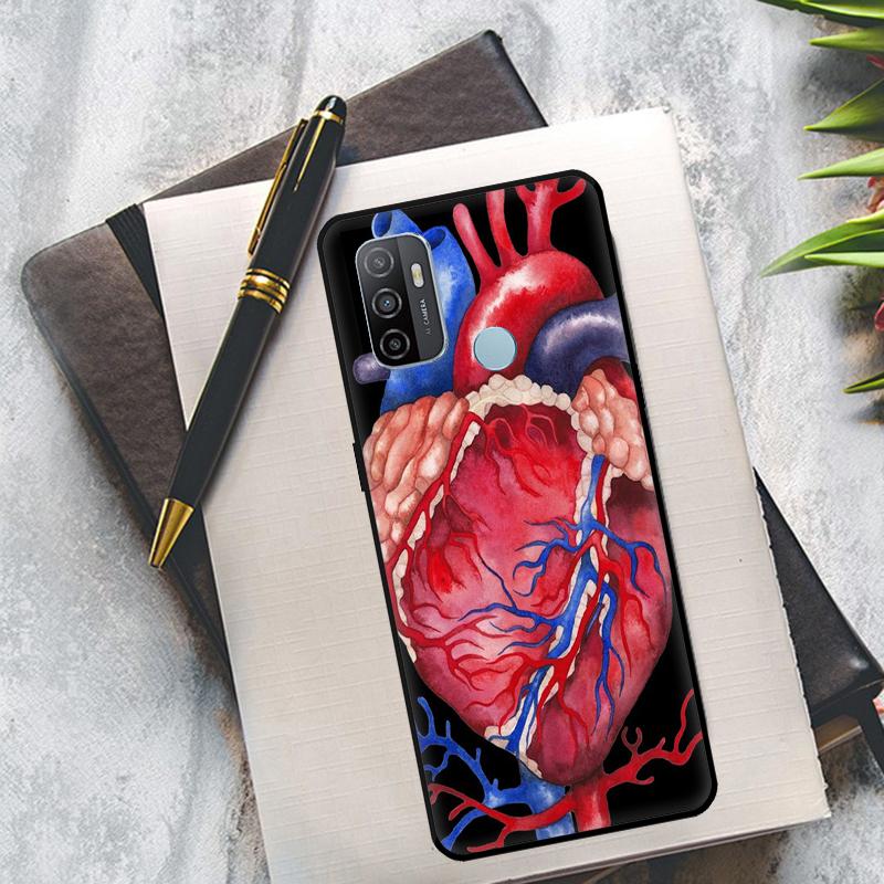 Medical Human Organs Heart Art Case For OPPO A94 A74 A54 A83 A91 A93 A15 A16 A52 A72 A5S A53S A5 A9 A31 A53 2020 Cover