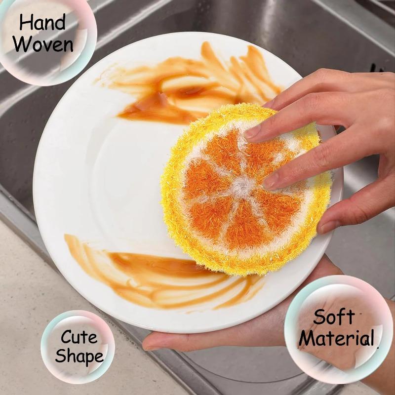 Lemon Dish Towel Brush Acrylic Woven Dish Towel Cleaning Hand Crocheted Dish Towel Household Kitchen Cleaning Tools