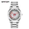 Sanda TEMU Men's Waterproof Quartz Watch with Hollow Dial and Steel Band