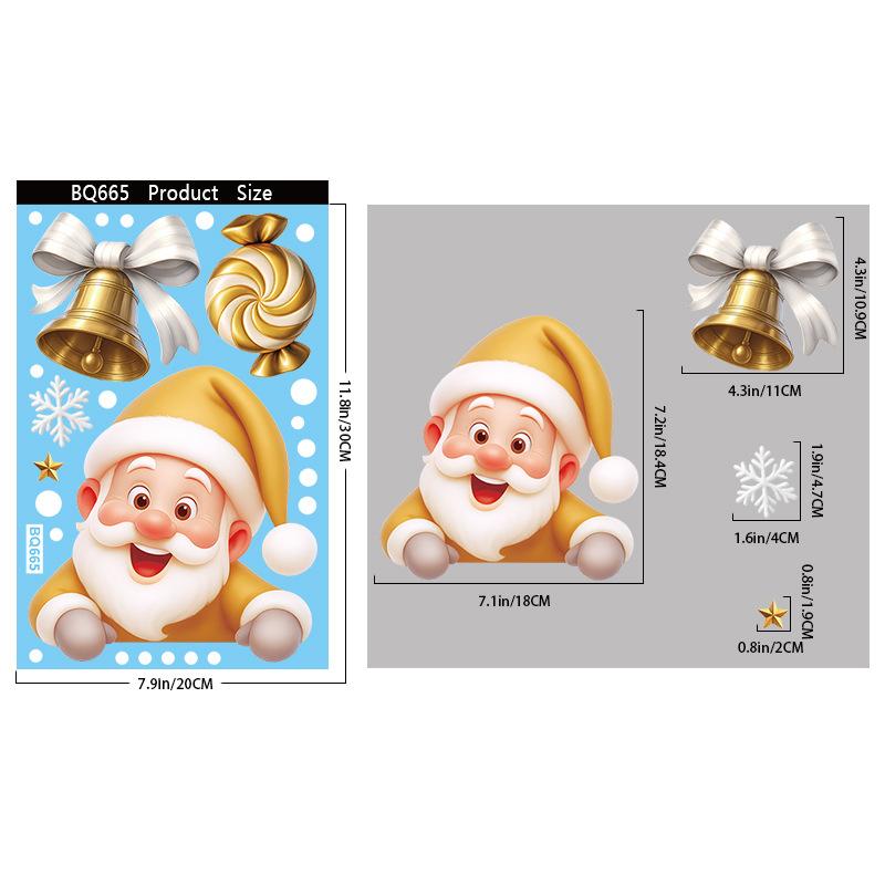 Christmas Snowflake Elk Snowman Glass Sticker Noel Ornaments Xmas Wall Stickers Merry Christma Decor Happy New Year Sticker