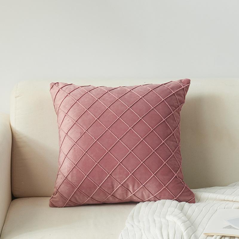 New Dutch Velvet European Style Model House Plaid Embroidered Diamond Pattern Pillowcase Fashionable Ins Style Pillowcase