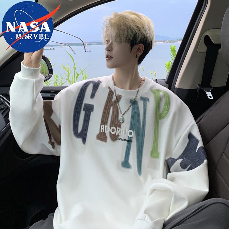 Мужской пуловер с круглым вырезом NASA MARVEL XL белый