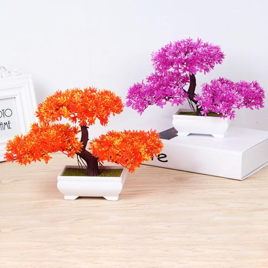 Artificial Plant Realistic Plants Potted Looking Eye-catching Plastic Simulation Bonsai Decor for Home