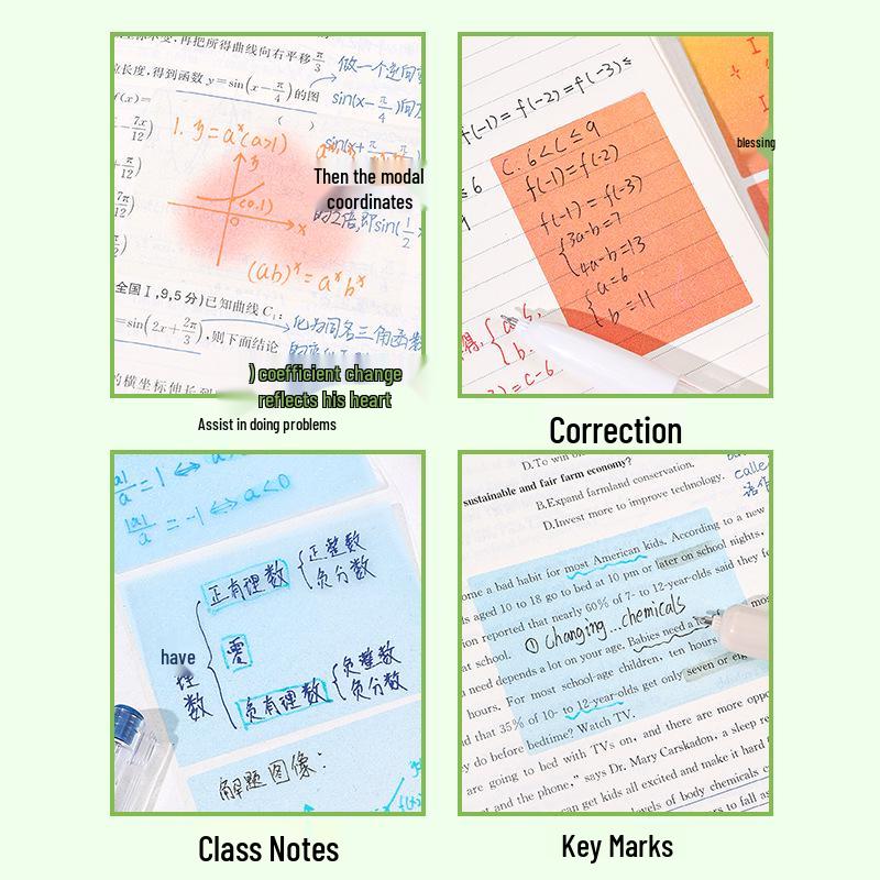 Blue Pearlescent Gradient Sticky Notes - Tearable Transparent Student Memo Stickers