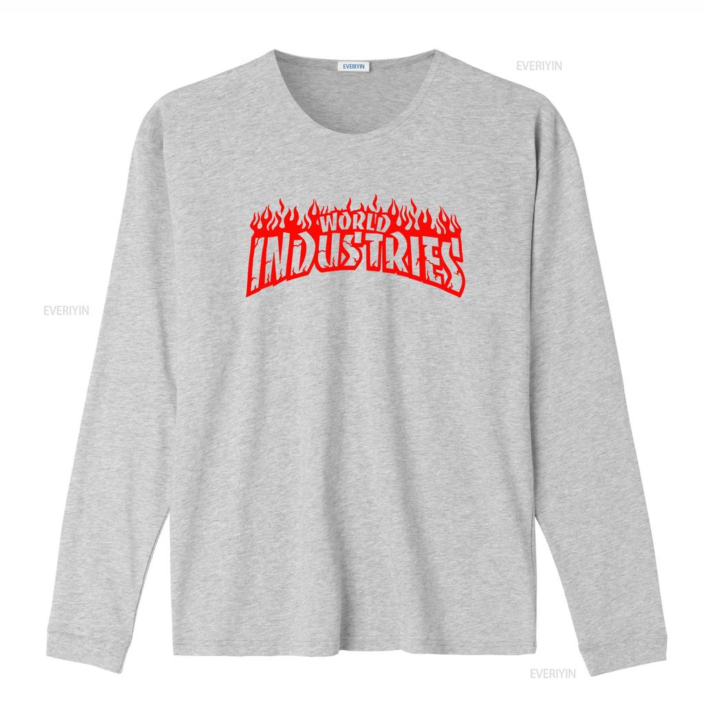 Vintage WORLD INDUSTRIES T-Shirt Retro-Stil mit kräftigem Flammen-Print Perfekt für Skateboard-Enthusiasten vintage Gewaschen streetwear