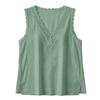 Womens Casual Summer Sleeveless V Neck Lace Trim Shirt