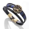 JMXD 12 Zodiac Punk Style Studded Leather Bracelet Hand-Woven Rope Zodiac Band Fashion Accessory Unisex Gift