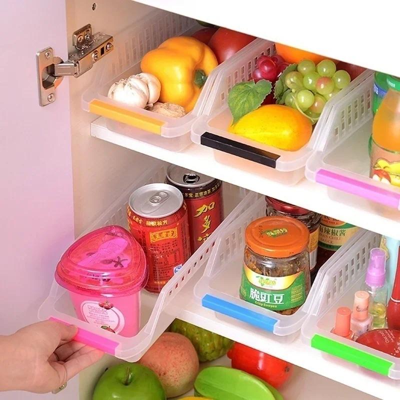 Storage Collection Box Basket Kitchen Refrigerator Fruit Storage Rack Practical Color Random