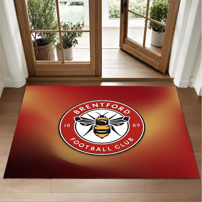 Brentford Football Design Crystal Velvet Rug Soft Decorative Mat for Bedroom Entrance