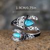 S925 Sterling Silver Double-sided Teardrop Turquoise Open Rings for Women Ethnic Bohemian Style Adjustable Ring Jewelry Accessories