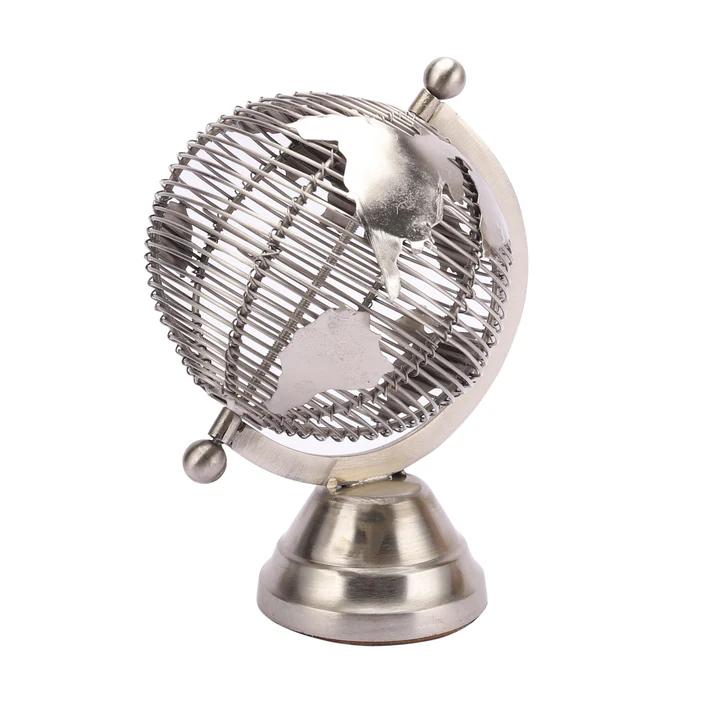 Solidarity Globes Silver Small – Modern Decorative Globe Sculpture for Home & Office Decor | 23 x 16 x 23 cm