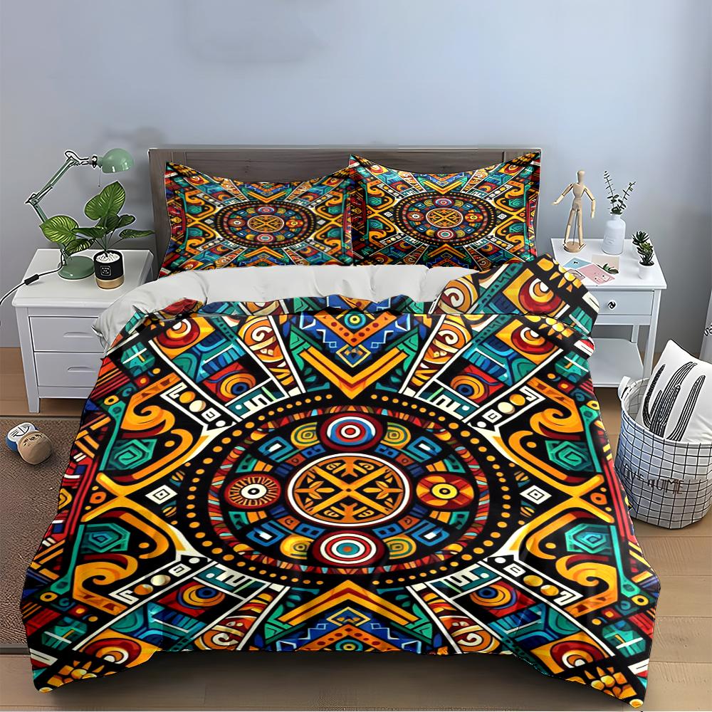 Colorful Geometric Boho Style Bedding Set Bedding Set (1 Duvet Cover, 2 Pillowcases, Duvet Not Included)