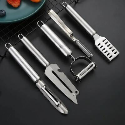 Edelstahl Schäler, Küchenkleingeräteset, Multifunktionale Haushaltswerkzeuge, Obst, Gemüse, Schalen, Messer, Fischschuppen,