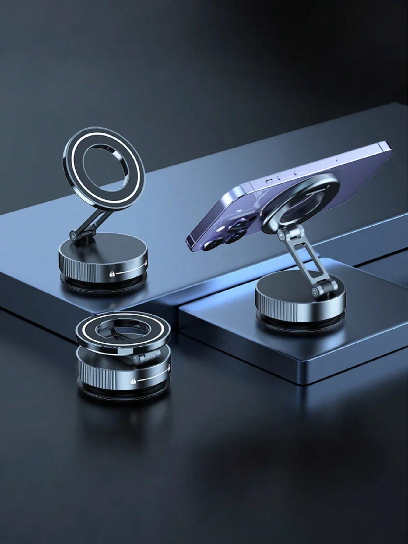 360° 3-axis Foldable MagSafe Car Phone Mount – Vacuum Magnetic Suction Base, Compatible with All MagSafe Devices