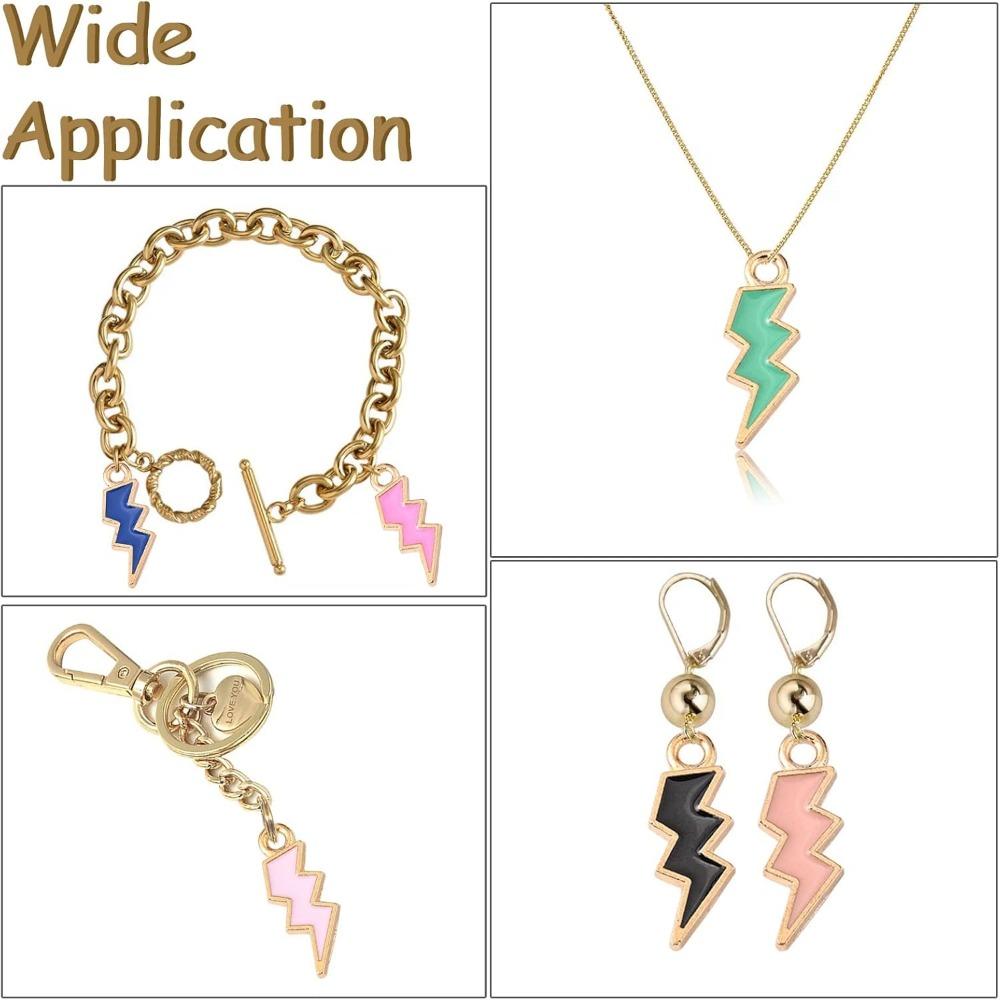 20/50/100pcs Enamel Lightning Bolt Charms Colorful Flash Shape Charms Celestial Thunder Charms for Jewelry Making Bulk