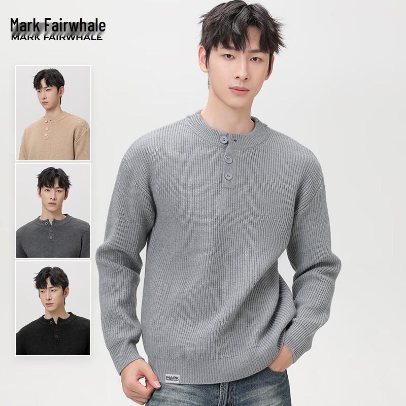 Mark Fairwhale Men's Retro Henley Button Knit Sweater