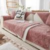 New Pattern Plush Sofa Cushion Winter Solid Color Plush Seat Cushion Pastoral Style Anti Slip Sofa Towel Backrest Towel Sand