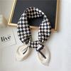 Temperament Small Square Plaid Silk Scarf Simulation Silk Scarf Winter Black and White Professional Scarf Spring and Summer Sun Protection Shawl Squar