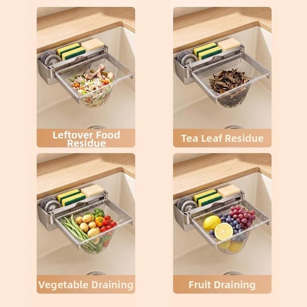 Wall Mounted Sink Drain Rack Carbon Steel Sink Food Strainer Sink Filter Basket for Food Residue