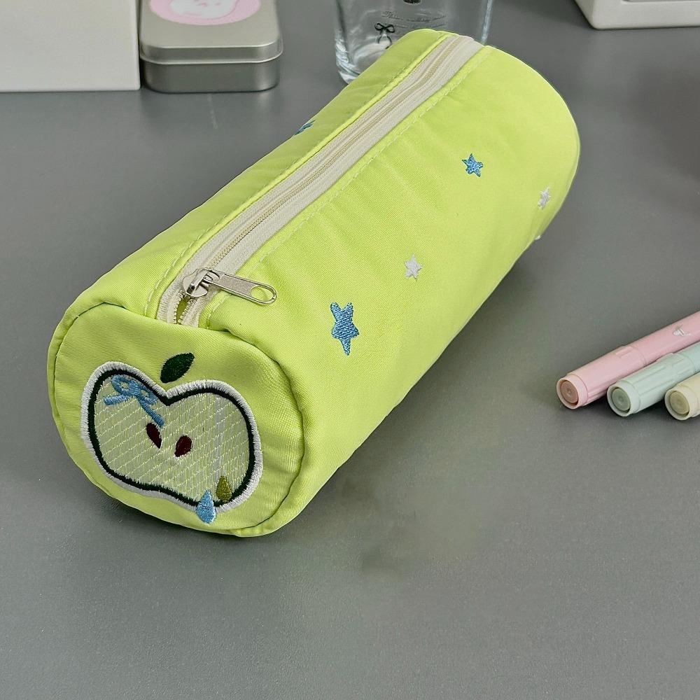 Summer Fruit Embroidery Pen Bag Soft Touch Stationery Organizer Portable Pencil Case Student Gift